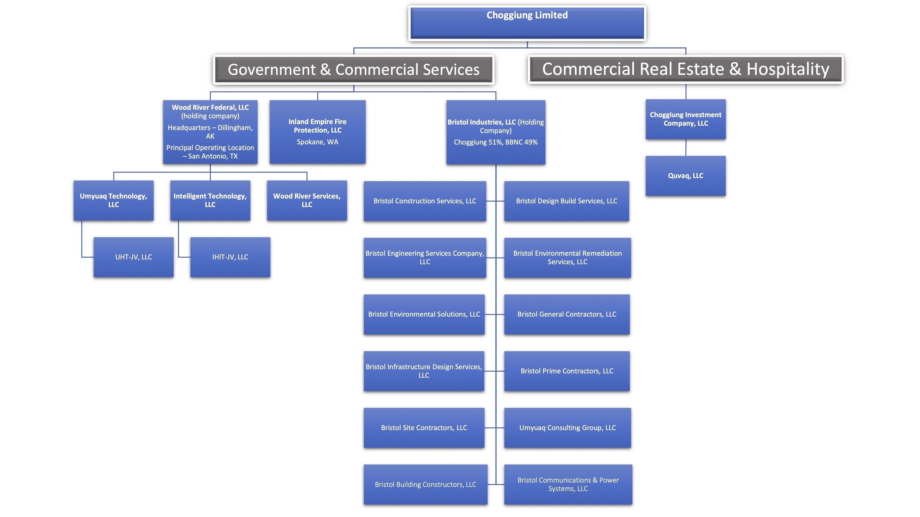Choggiung Organizational Chart. Please contact Choggiung Shareholder Services for ADA support to read this chart.