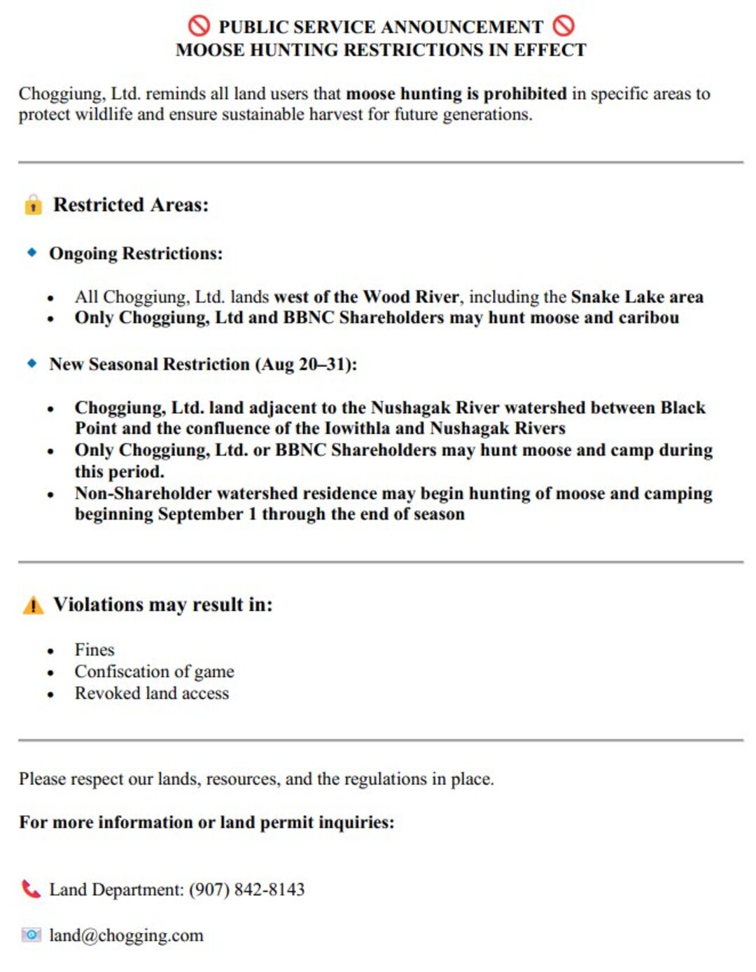 Preview of 2025 Moose Hunt Restriction