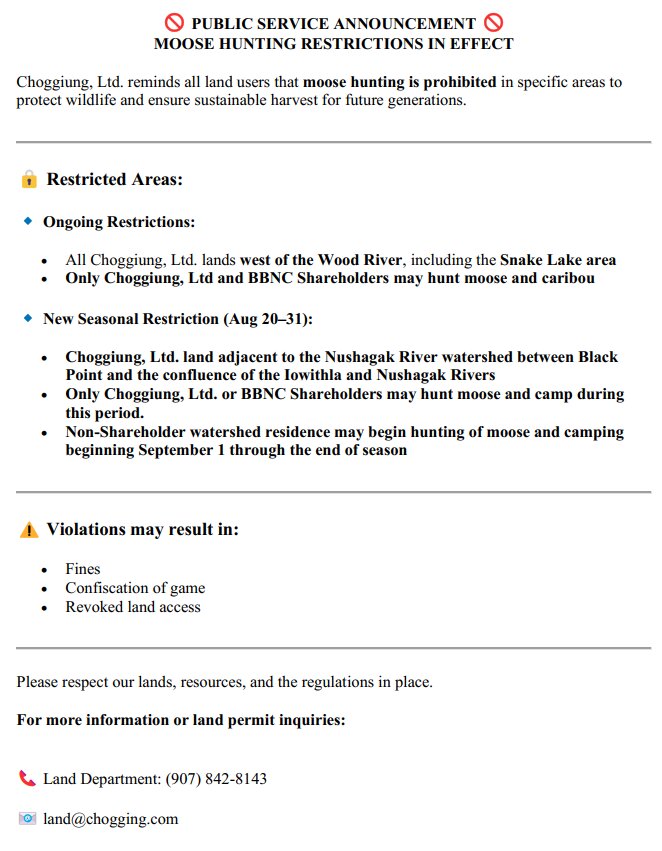 Preview of 2025 Moose Hunt Restriction